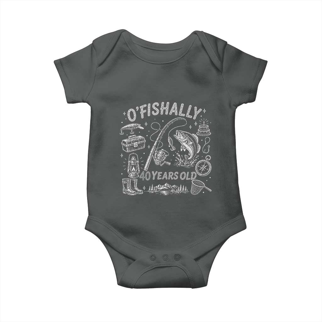 O'Fishally 40 Years Old Baby Onesie Funny Fisherman Birthday Graphic