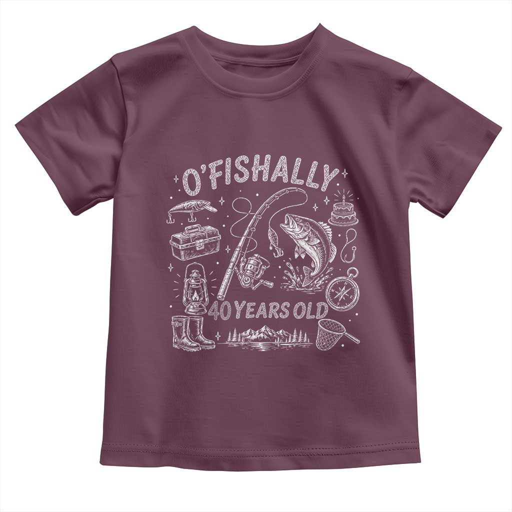 O'Fishally 40 Years Old Toddler T Shirt Funny Fisherman Birthday Graphic