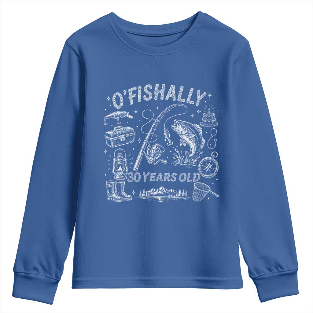 O'Fishally 30 Years Old Youth Sweatshirt Funny Fisherman Birthday Graphic