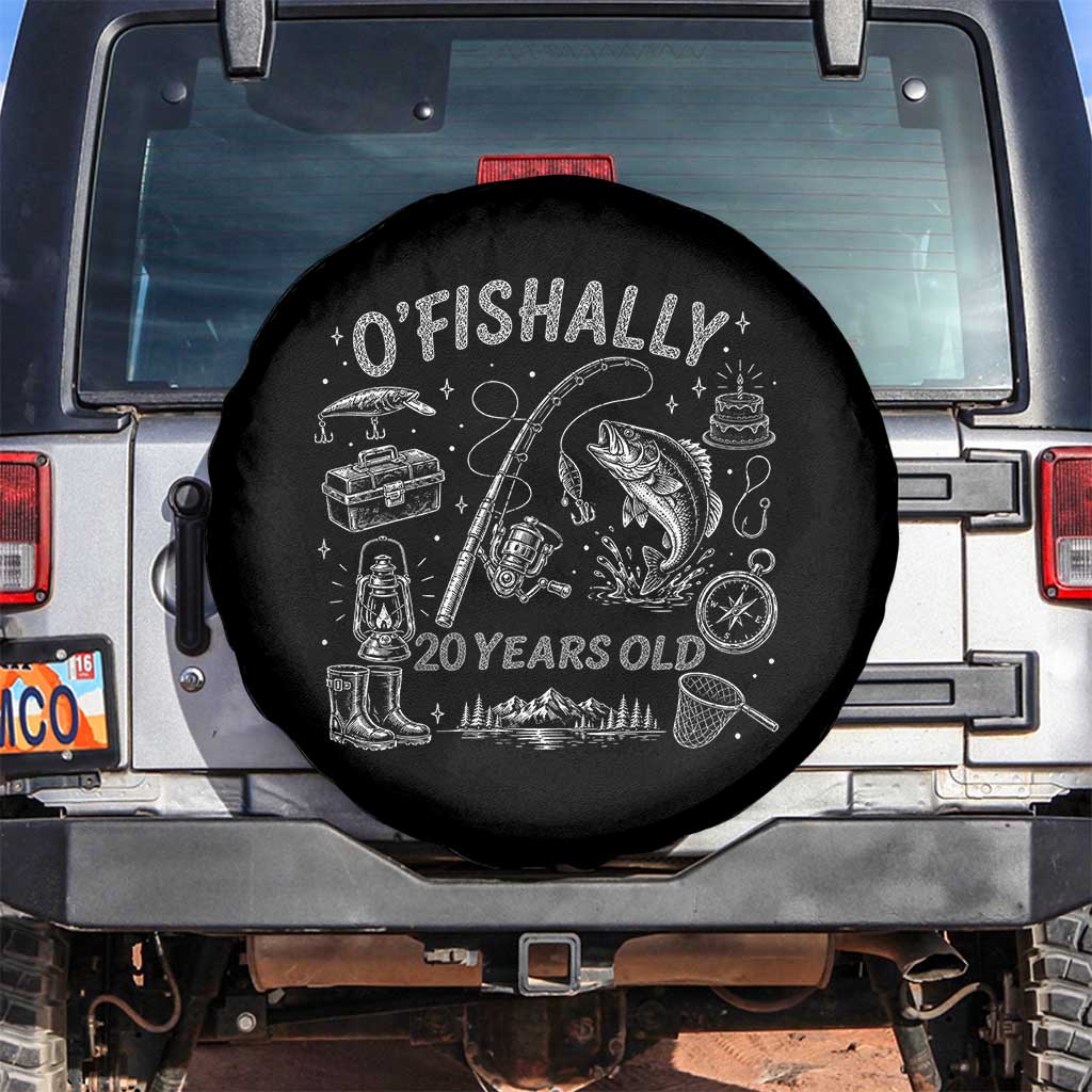 O'Fishally 20 Years Old Spare Tire Cover Funny Fisherman Birthday Graphic