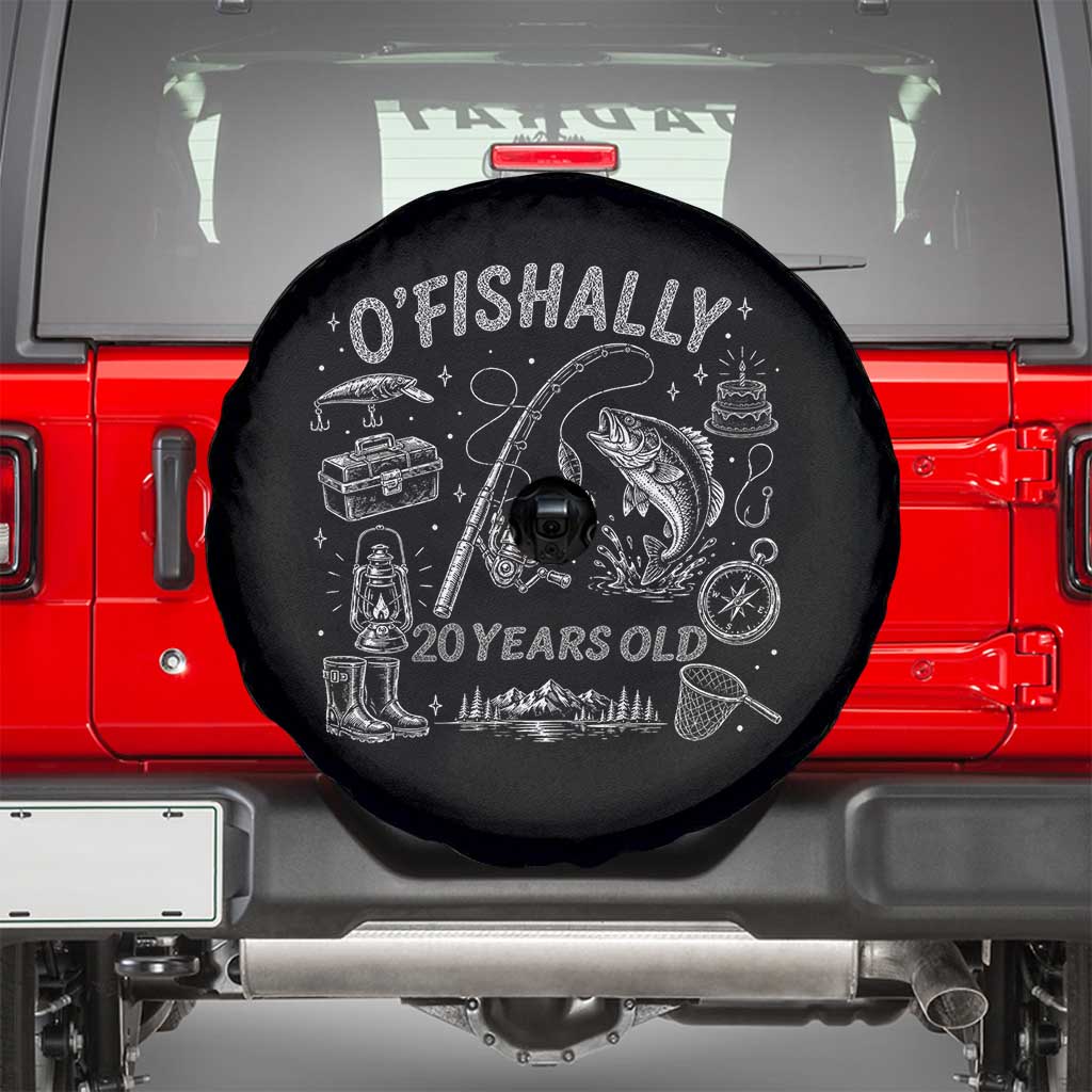 O'Fishally 20 Years Old Spare Tire Cover Funny Fisherman Birthday Graphic
