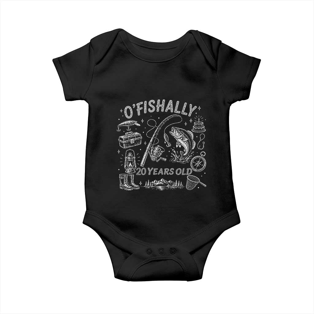 O'Fishally 20 Years Old Baby Onesie Funny Fisherman Birthday Graphic