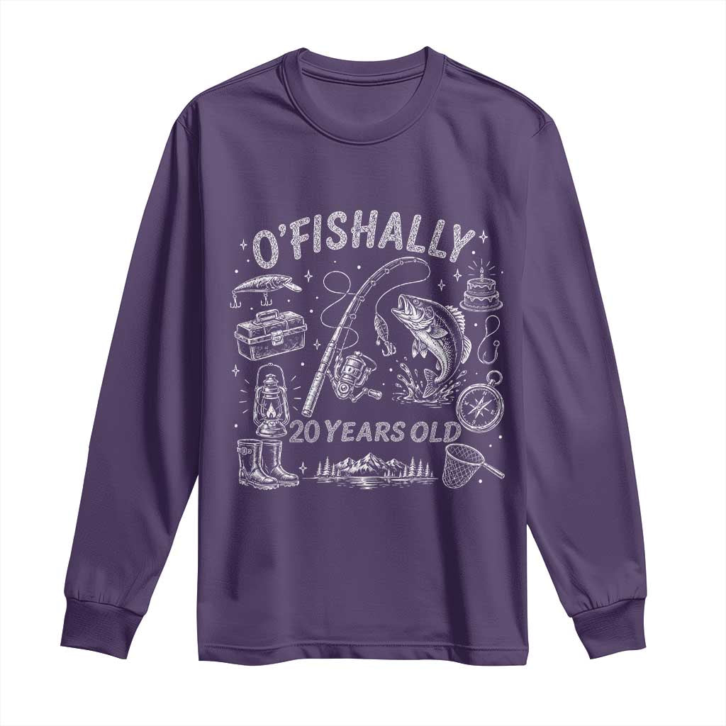 O'Fishally 20 Years Old Long Sleeve Shirt Funny Fisherman Birthday Graphic
