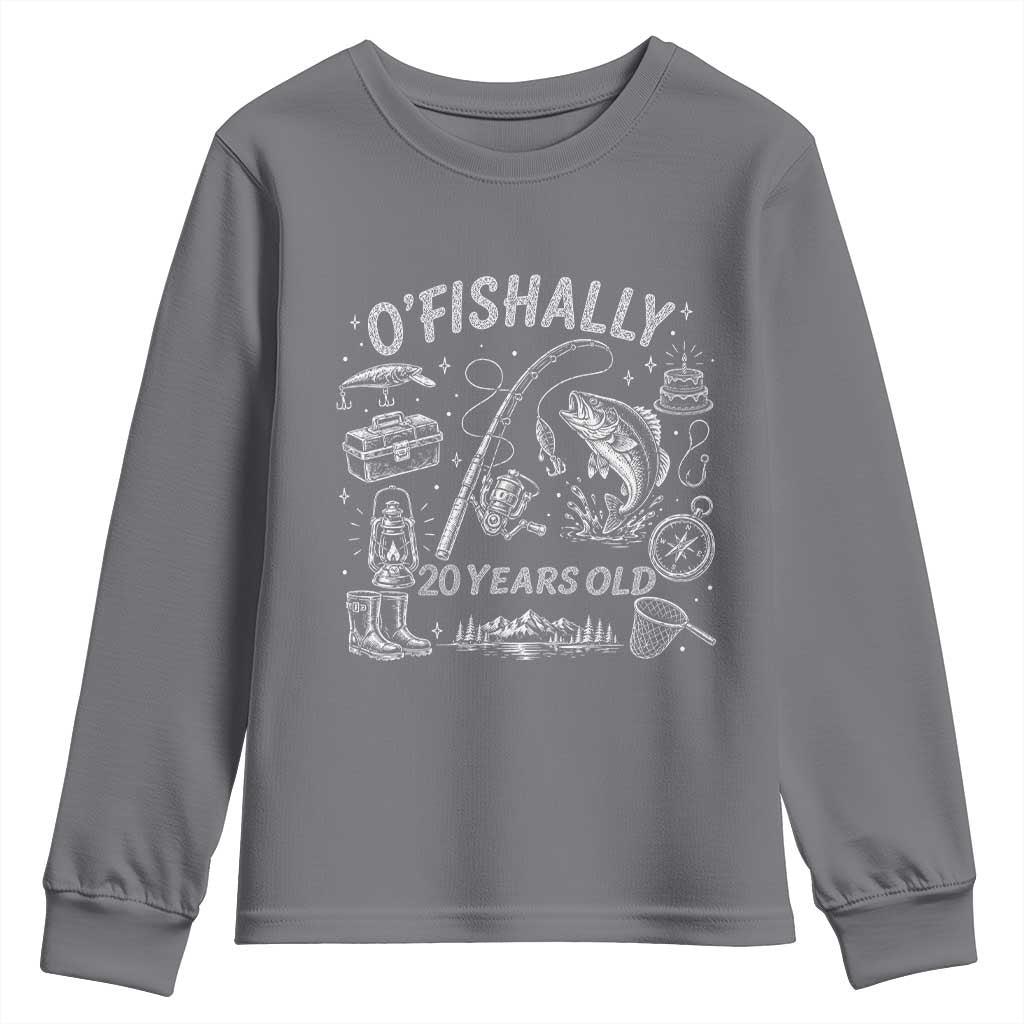 O'Fishally 20 Years Old Youth Sweatshirt Funny Fisherman Birthday Graphic