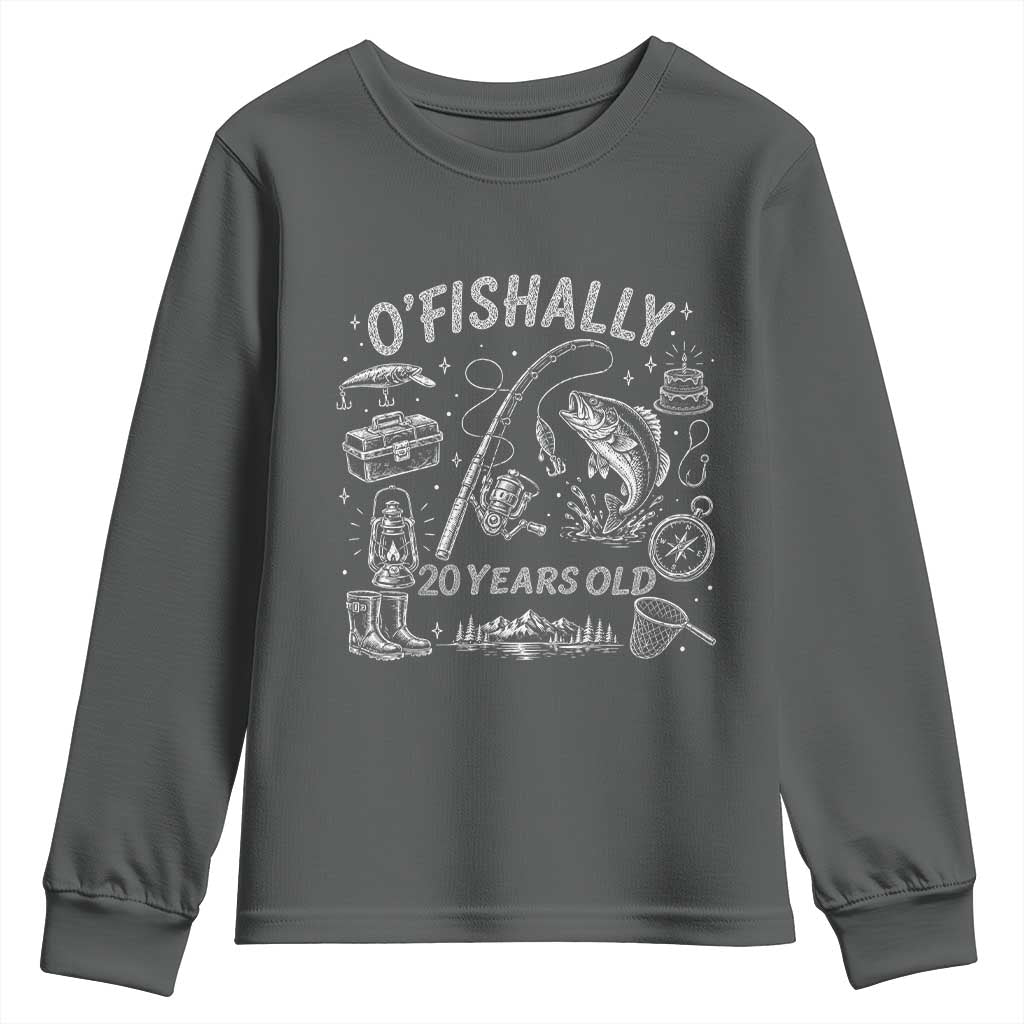 O'Fishally 20 Years Old Youth Sweatshirt Funny Fisherman Birthday Graphic
