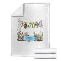 70th Birthday Fishing Throw Blanket Fisherman Birthday Party Gift