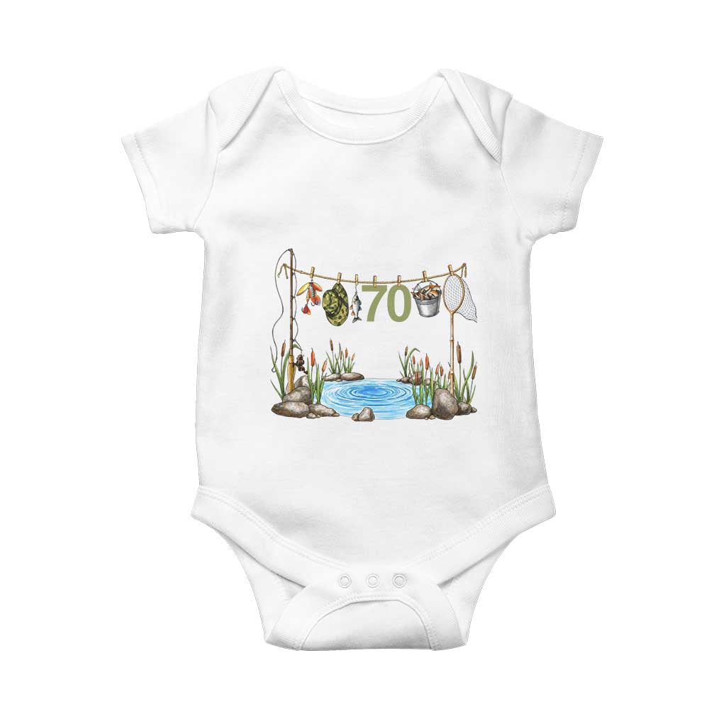 70th Birthday Fishing Baby Onesie Fisherman Birthday Party Gift