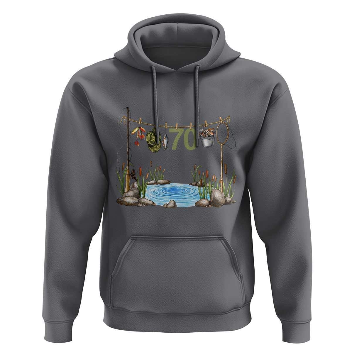 70th Birthday Fishing Hoodie Fisherman Birthday Party Gift