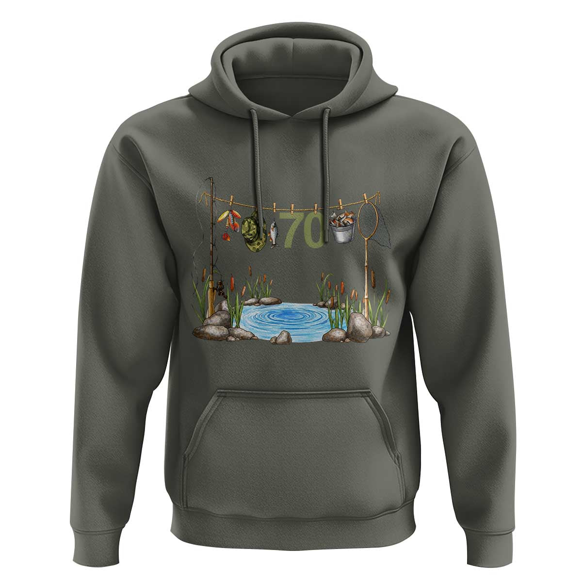 70th Birthday Fishing Hoodie Fisherman Birthday Party Gift