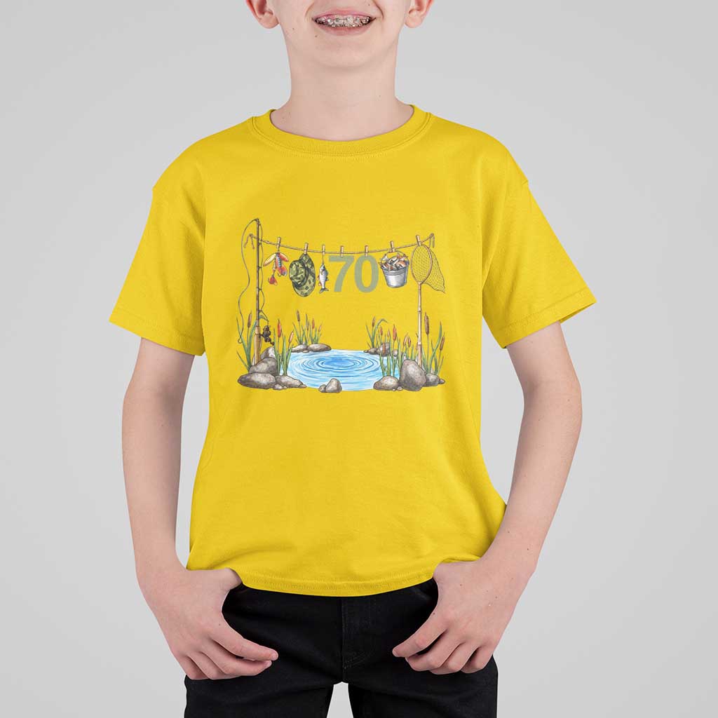 70th Birthday Fishing T Shirt For Kid Fisherman Birthday Party Gift
