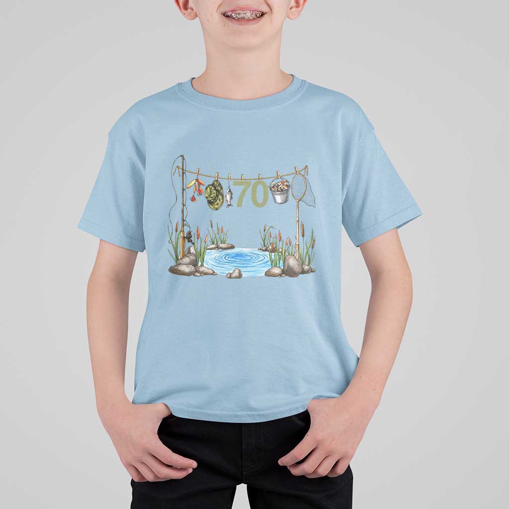 70th Birthday Fishing T Shirt For Kid Fisherman Birthday Party Gift