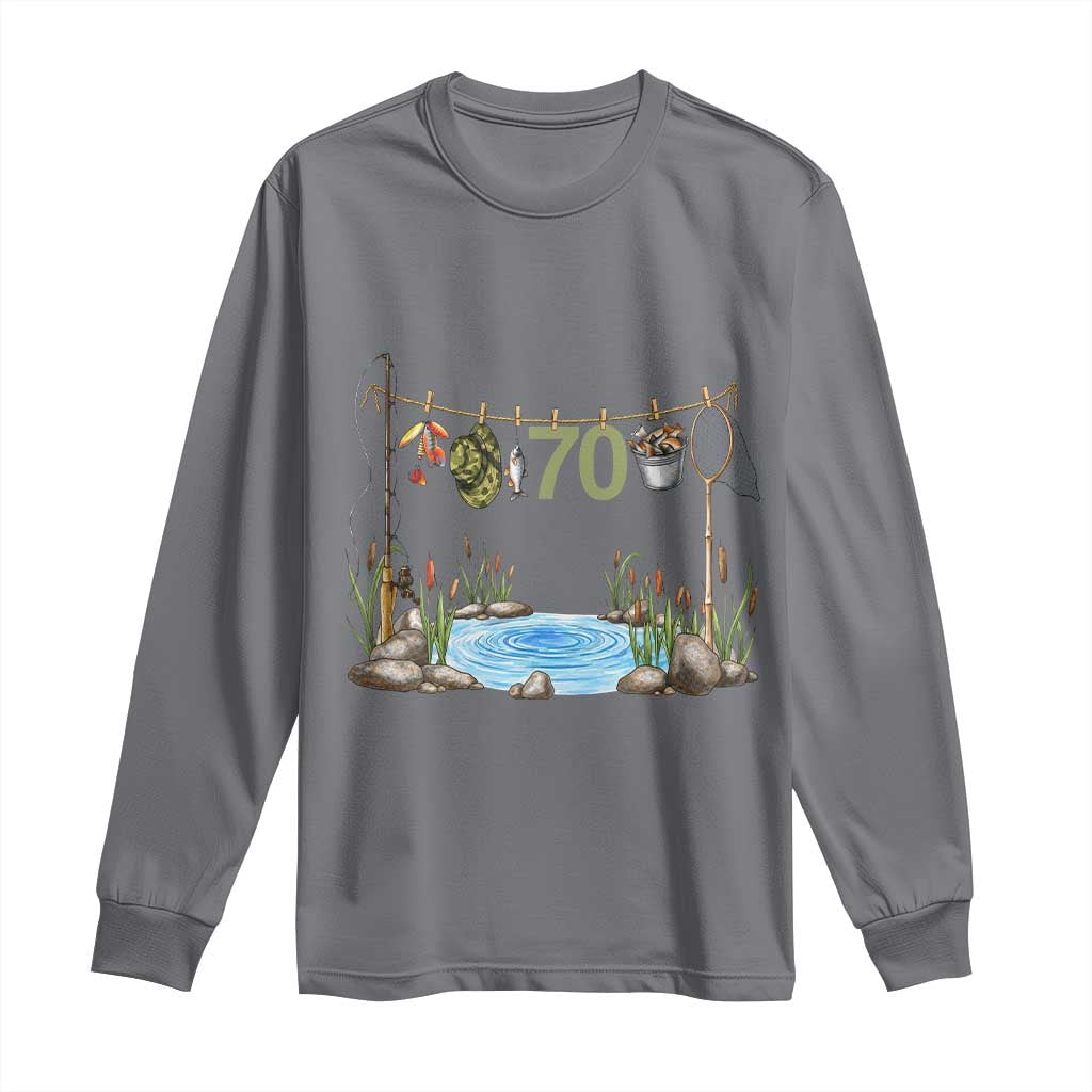 70th Birthday Fishing Long Sleeve Shirt Fisherman Birthday Party Gift