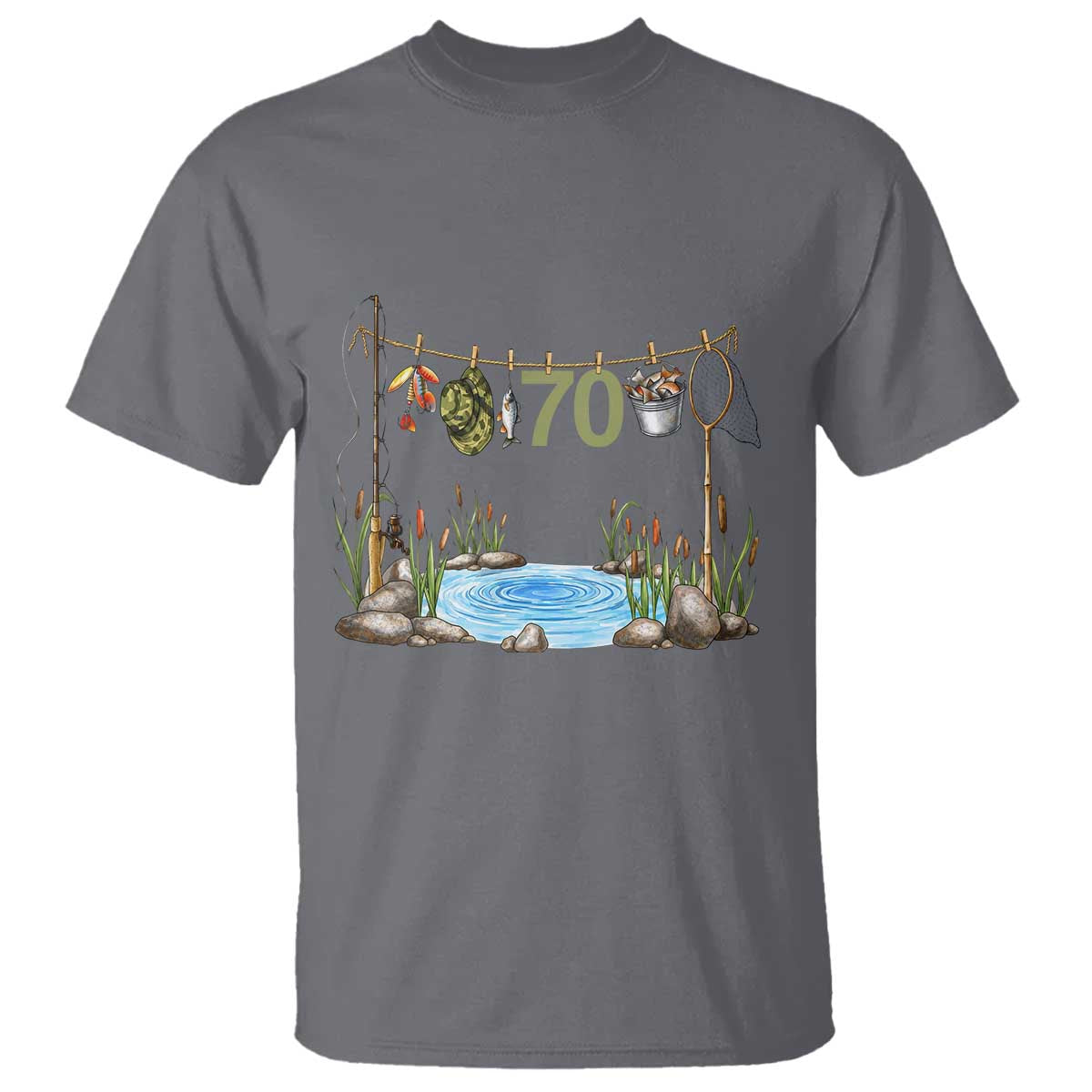 70th Birthday Fishing T Shirt Fisherman Birthday Party Gift