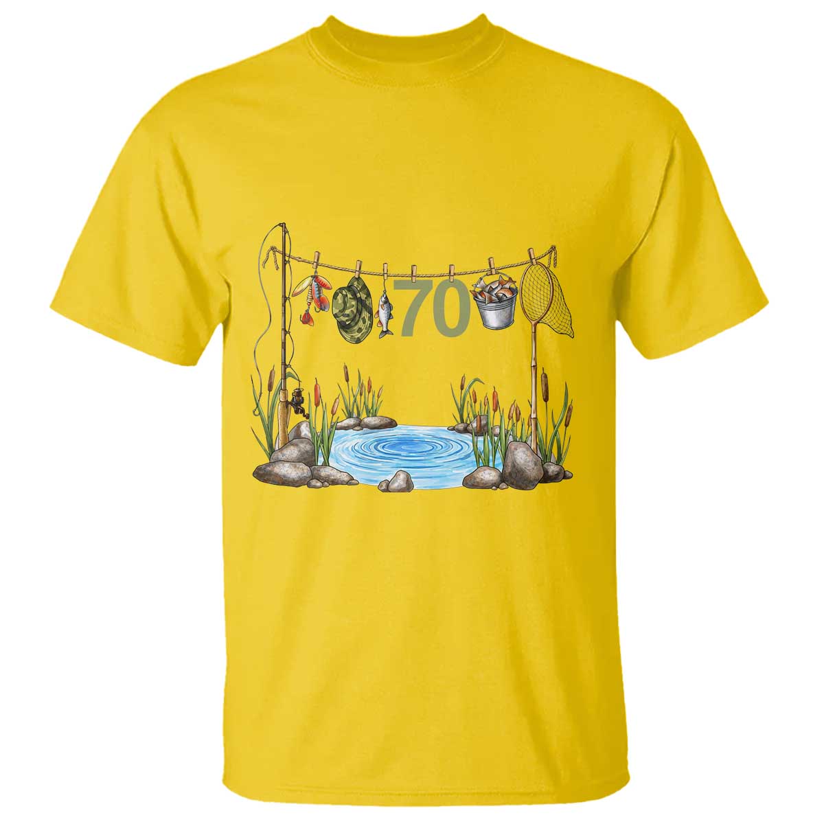 70th Birthday Fishing T Shirt Fisherman Birthday Party Gift