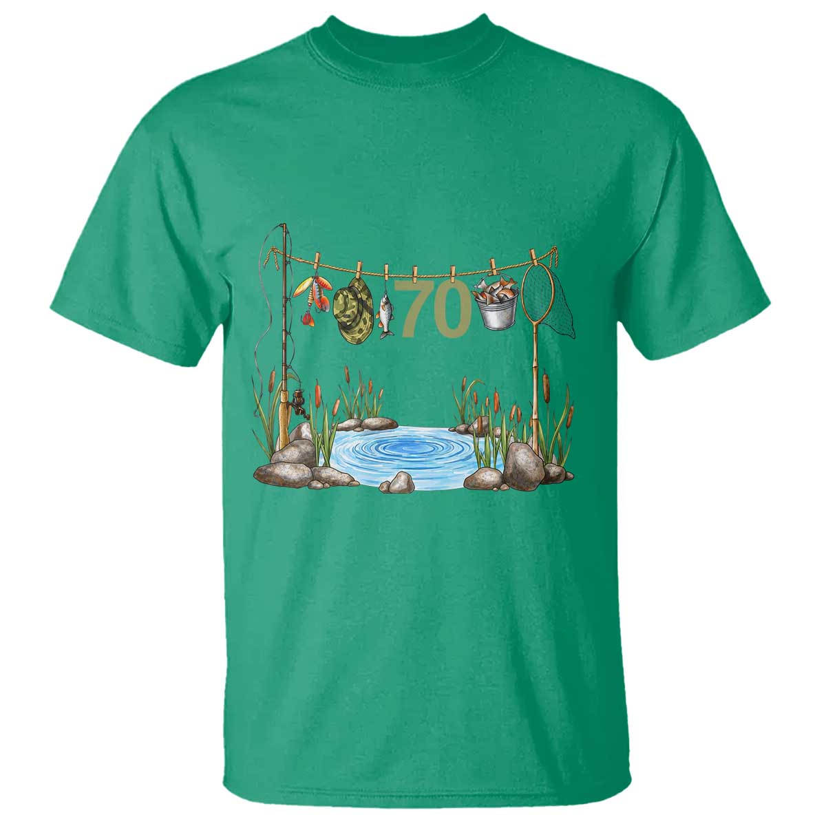 70th Birthday Fishing T Shirt Fisherman Birthday Party Gift