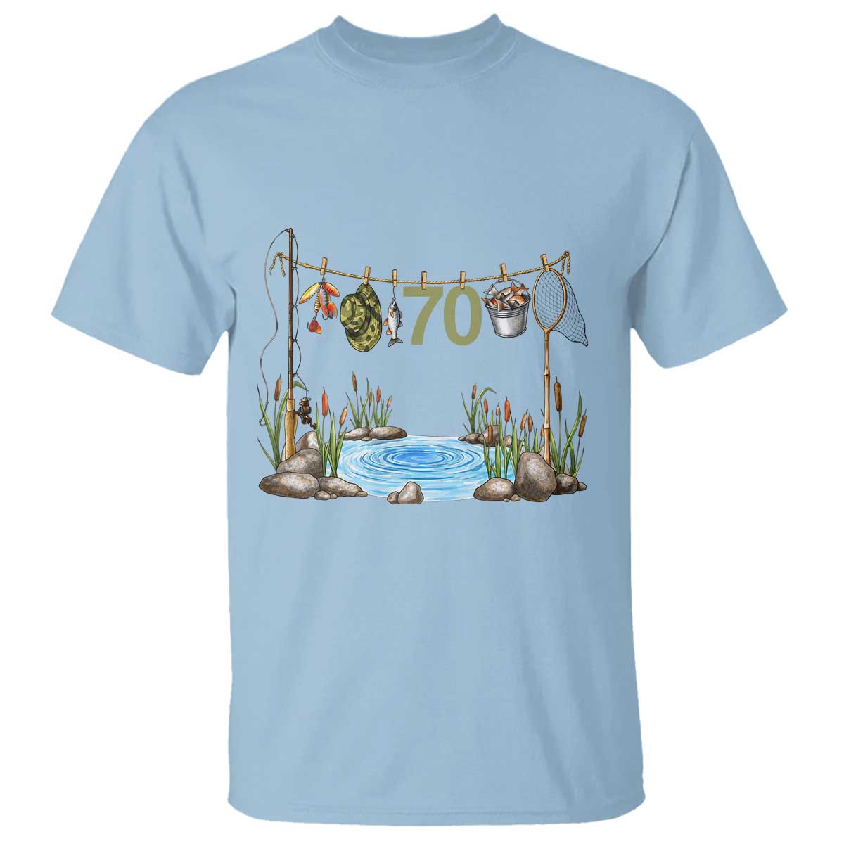 70th Birthday Fishing T Shirt Fisherman Birthday Party Gift