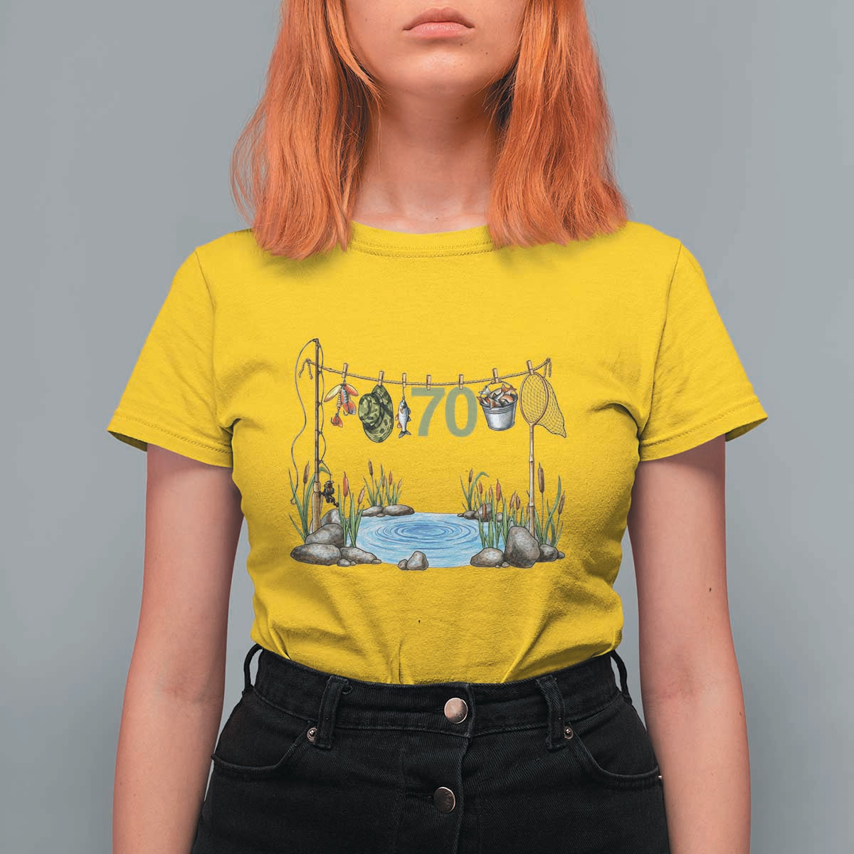 70th Birthday Fishing T Shirt For Women Fisherman Birthday Party Gift