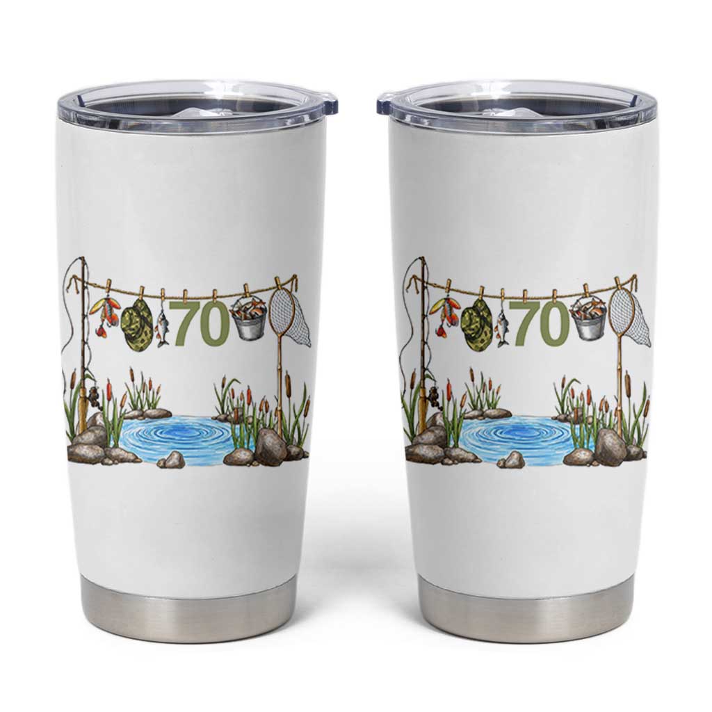 70th Birthday Fishing Tumbler Cup Fisherman Birthday Party Gift