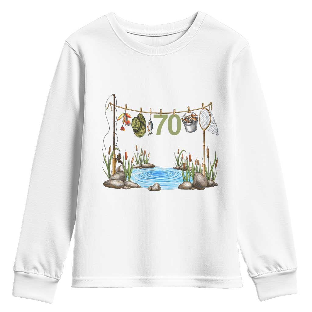 70th Birthday Fishing Youth Sweatshirt Fisherman Birthday Party Gift