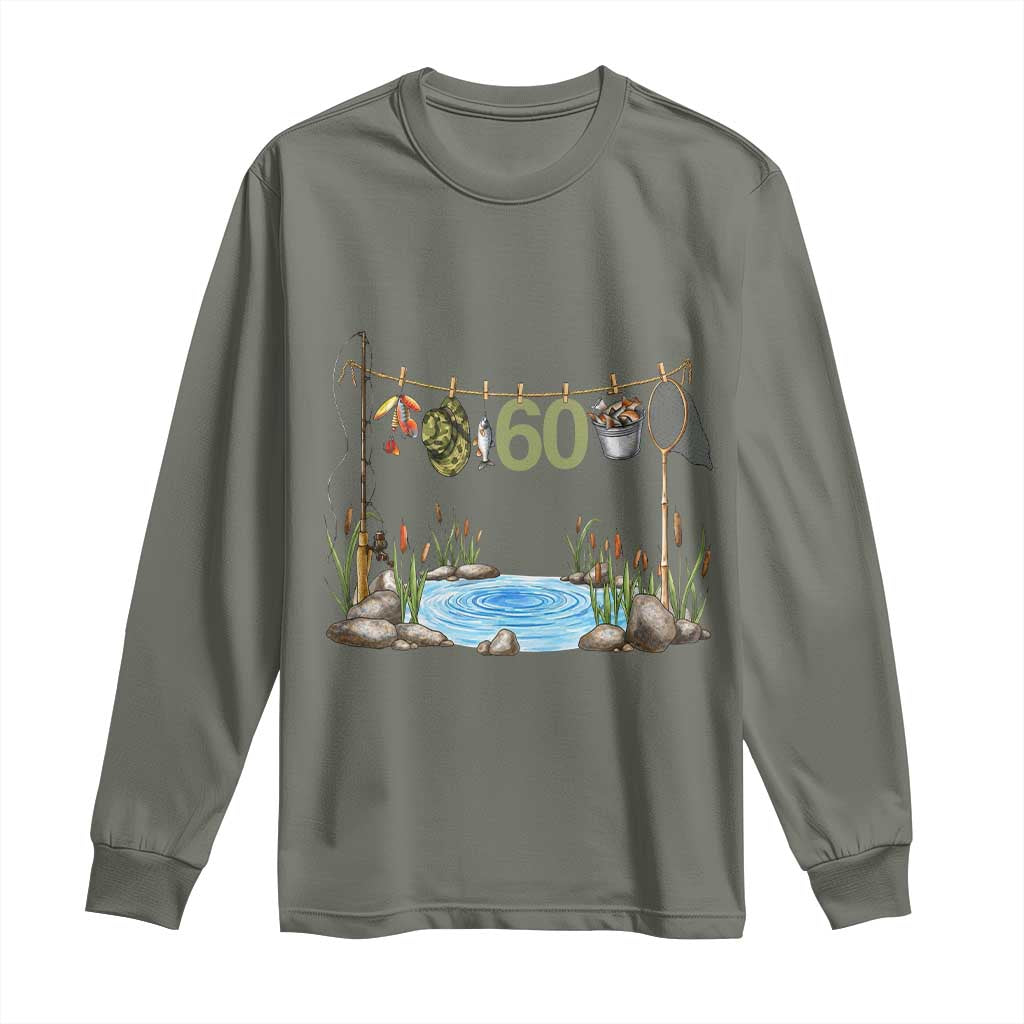 60th Birthday Fishing Long Sleeve Shirt Fisherman Birthday Party Gift