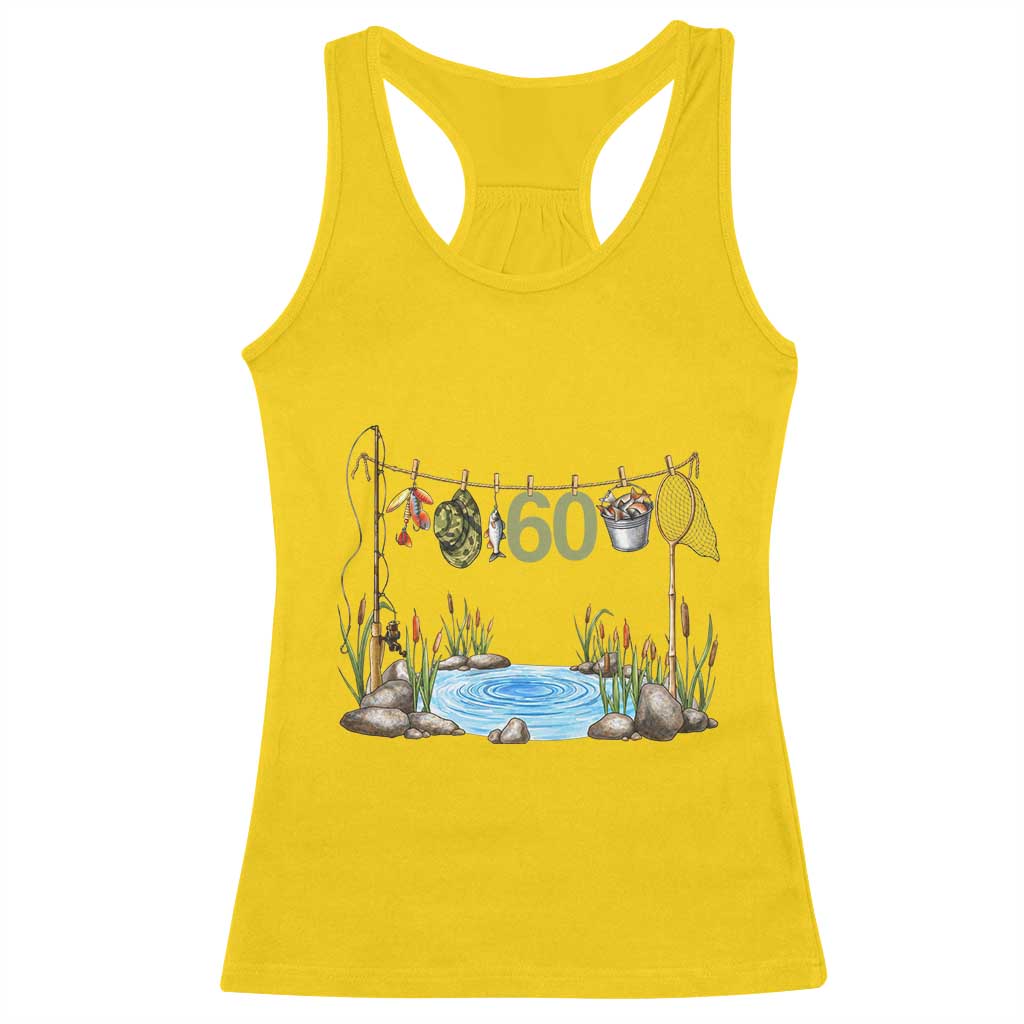 60th Birthday Fishing Racerback Tank Top Fisherman Birthday Party Gift