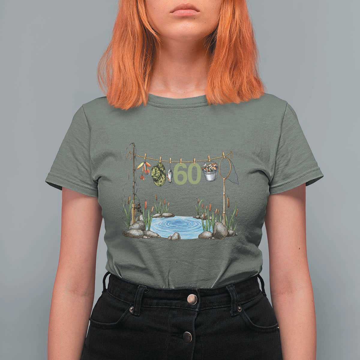 60th Birthday Fishing T Shirt For Women Fisherman Birthday Party Gift