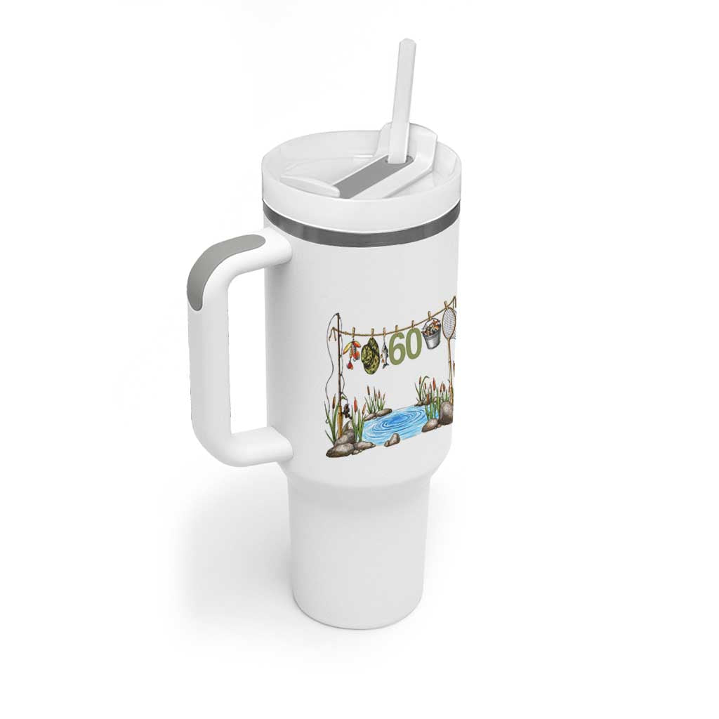 60th Birthday Fishing Tumbler With Handle Fisherman Birthday Party Gift