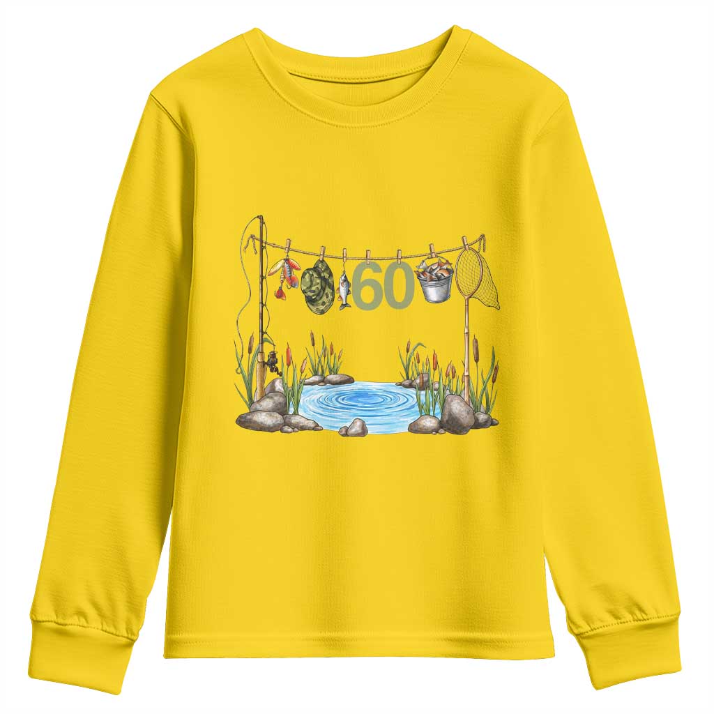 60th Birthday Fishing Youth Sweatshirt Fisherman Birthday Party Gift