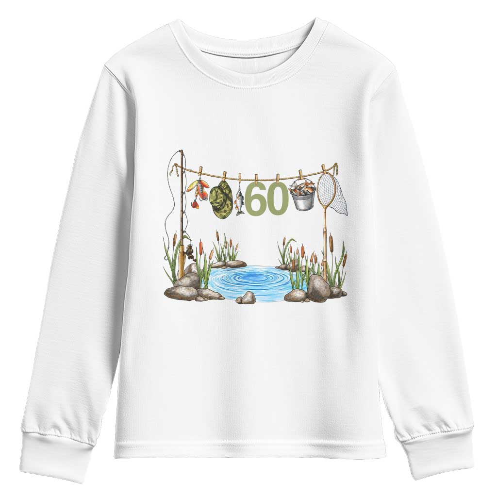 60th Birthday Fishing Youth Sweatshirt Fisherman Birthday Party Gift