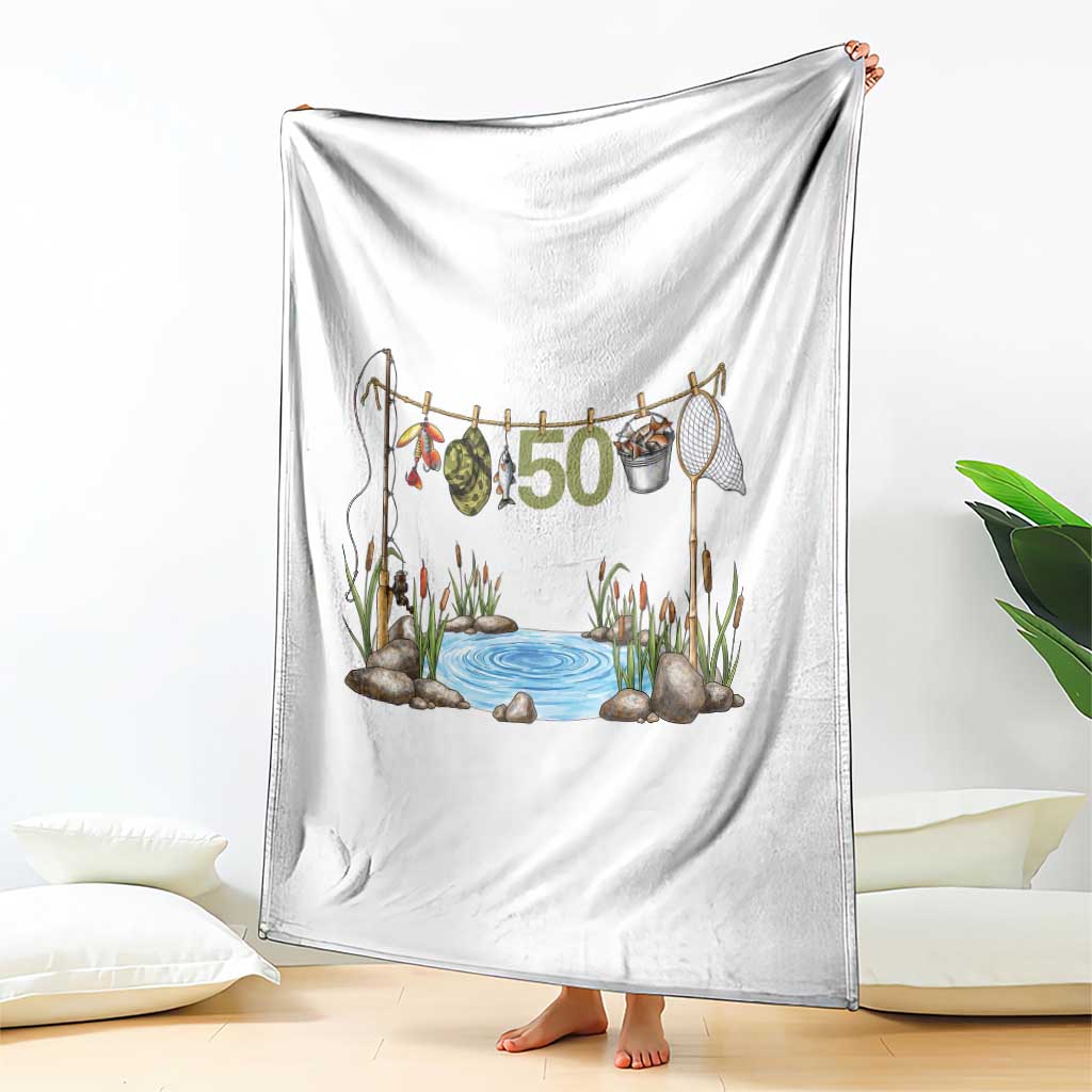 50th Birthday Fishing Throw Blanket Fisherman Birthday Party Gift