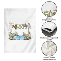 50th Birthday Fishing Garden Flag Fisherman Birthday Party Gift