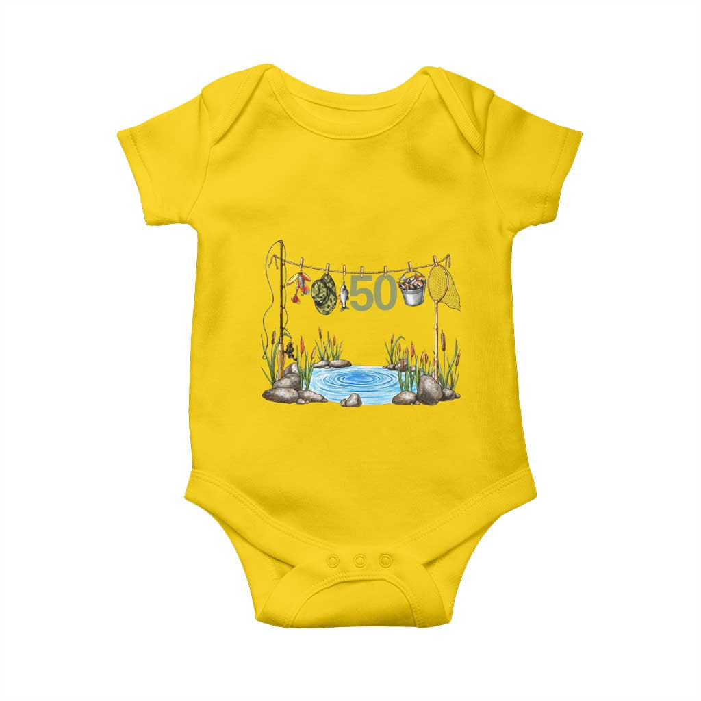 50th Birthday Fishing Baby Onesie Fisherman Birthday Party Gift