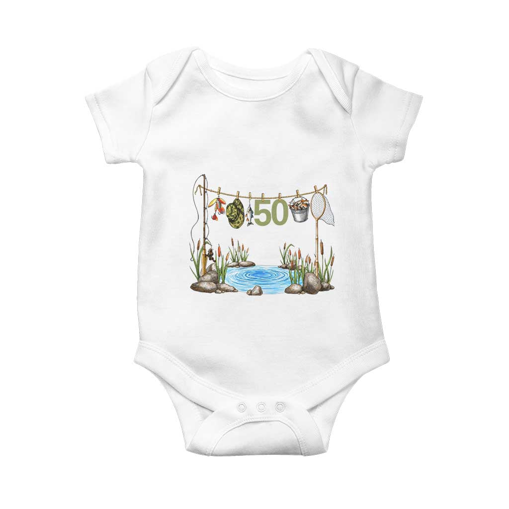 50th Birthday Fishing Baby Onesie Fisherman Birthday Party Gift