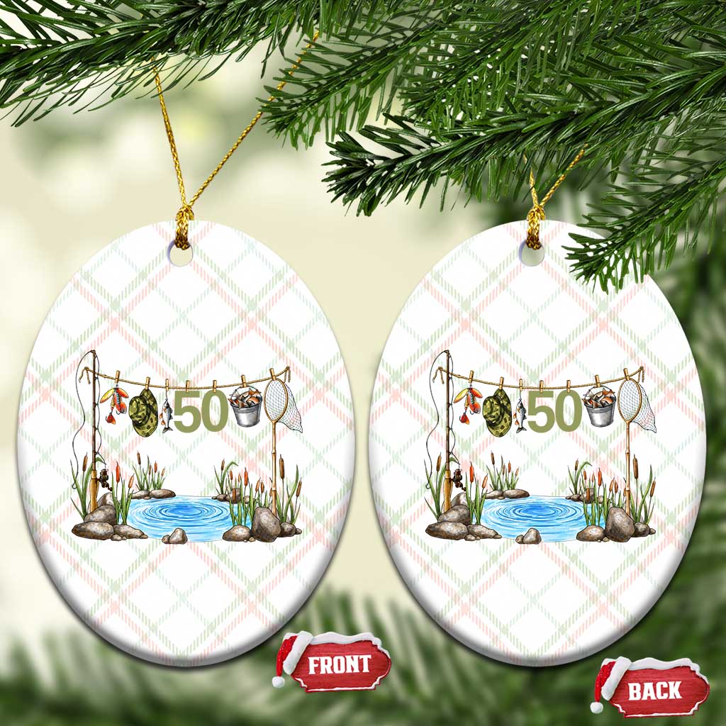 50th Birthday Fishing Ceramic Ornament Fisherman Birthday Party Gift