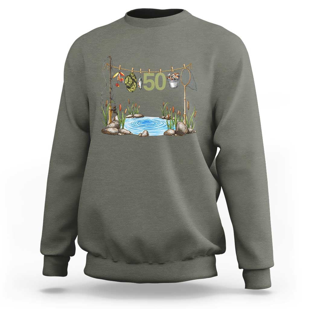 50th Birthday Fishing Sweatshirt Fisherman Birthday Party Gift