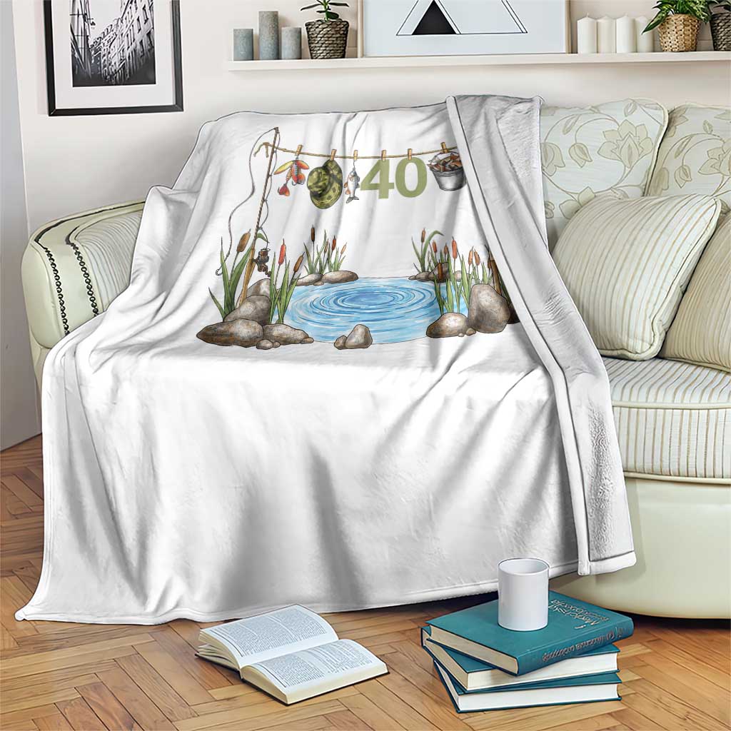 40th Birthday Fishing Throw Blanket Fisherman Birthday Party Gift