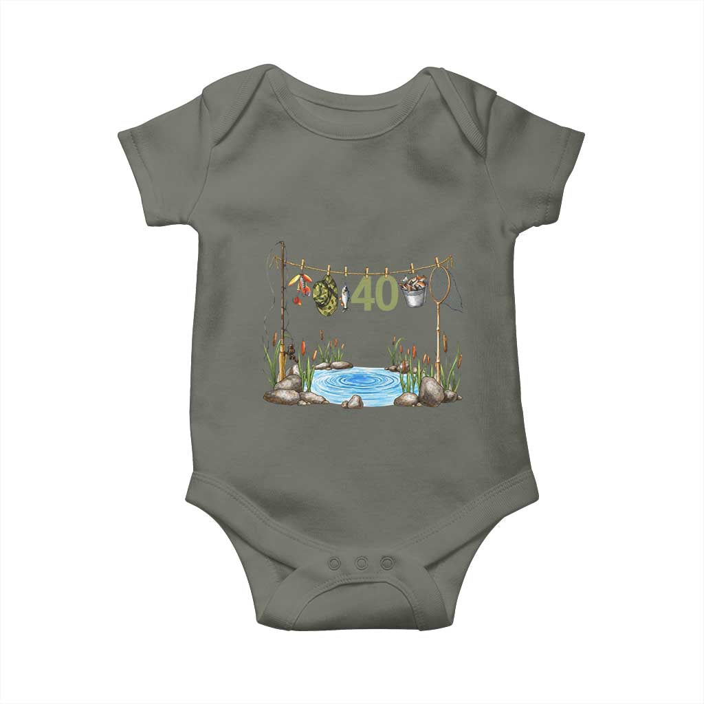 40th Birthday Fishing Baby Onesie Fisherman Birthday Party Gift