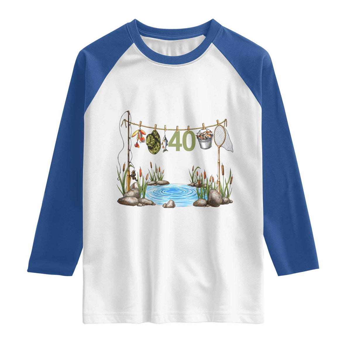 40th Birthday Fishing Raglan Shirt Fisherman Birthday Party Gift