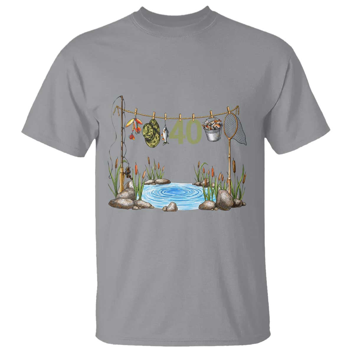 40th Birthday Fishing T Shirt Fisherman Birthday Party Gift