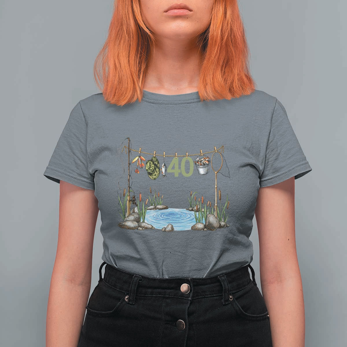 40th Birthday Fishing T Shirt For Women Fisherman Birthday Party Gift