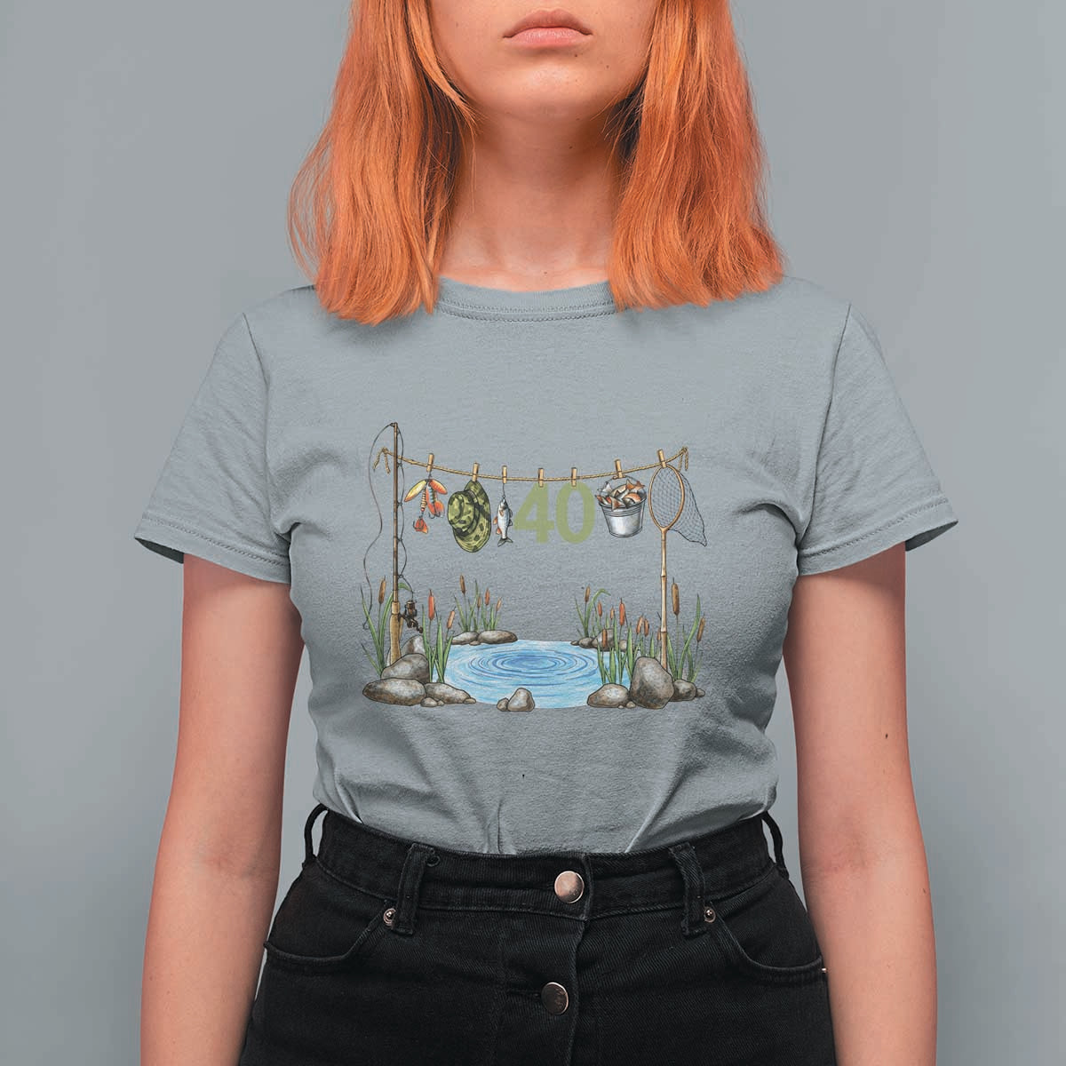 40th Birthday Fishing T Shirt For Women Fisherman Birthday Party Gift