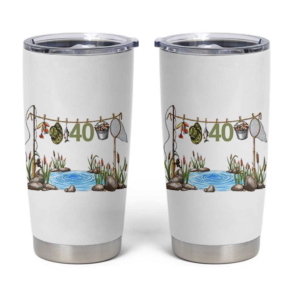 40th Birthday Fishing Tumbler Cup Fisherman Birthday Party Gift