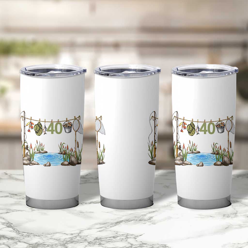 40th Birthday Fishing Tumbler Cup Fisherman Birthday Party Gift