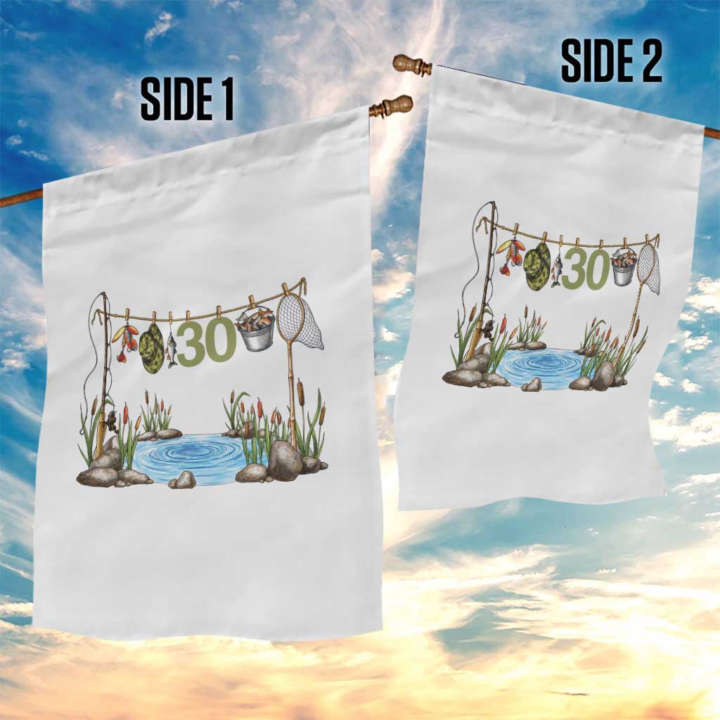 30th Birthday Fishing Garden Flag Fisherman Birthday Party Gift