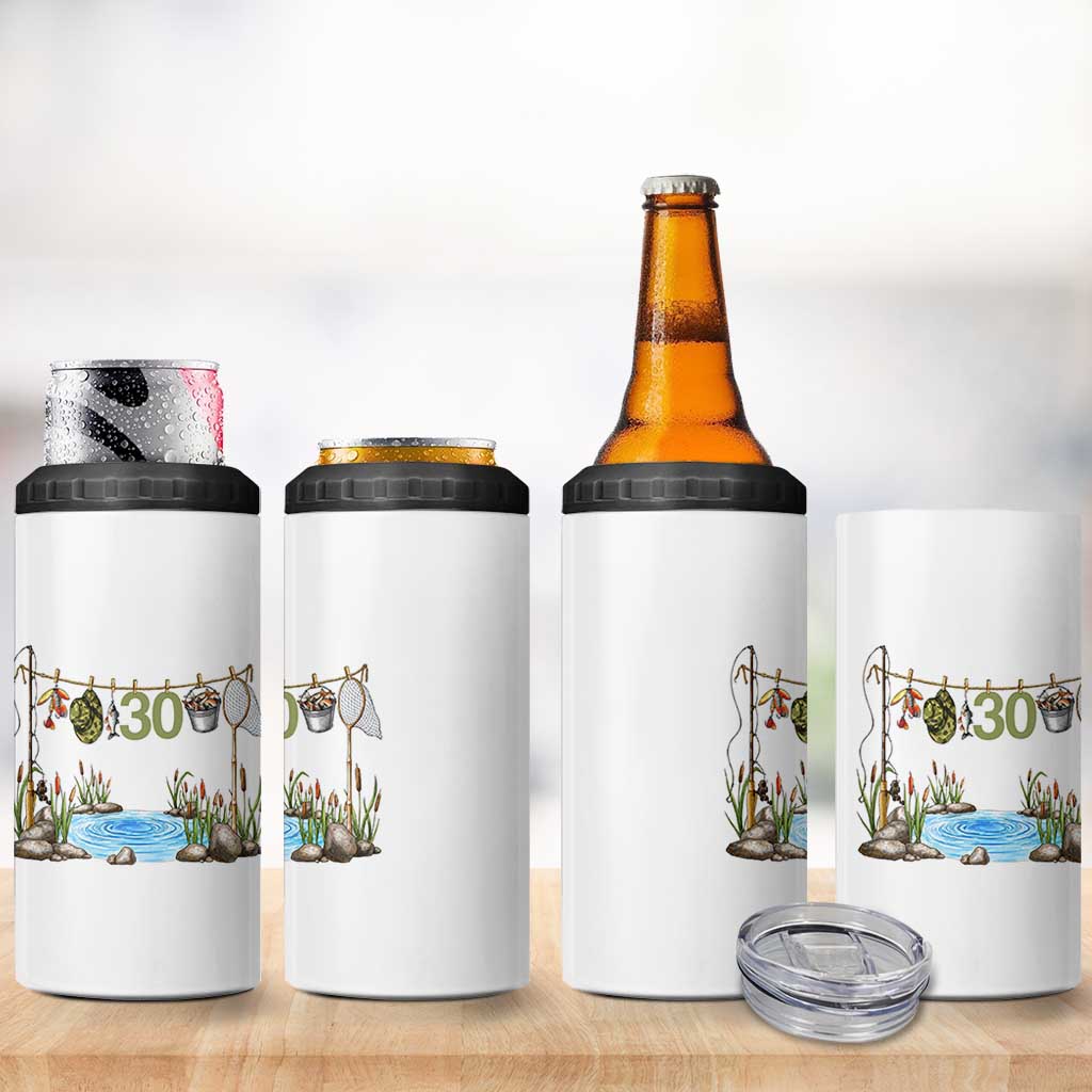 30th Birthday Fishing 4 in 1 Can Cooler Tumbler Fisherman Birthday Party Gift