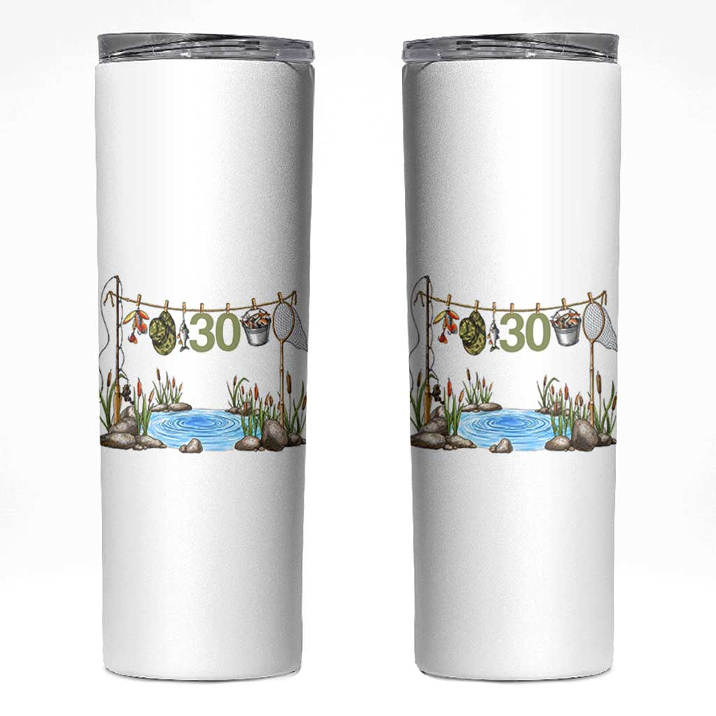 30th Birthday Fishing Skinny Tumbler Fisherman Birthday Party Gift