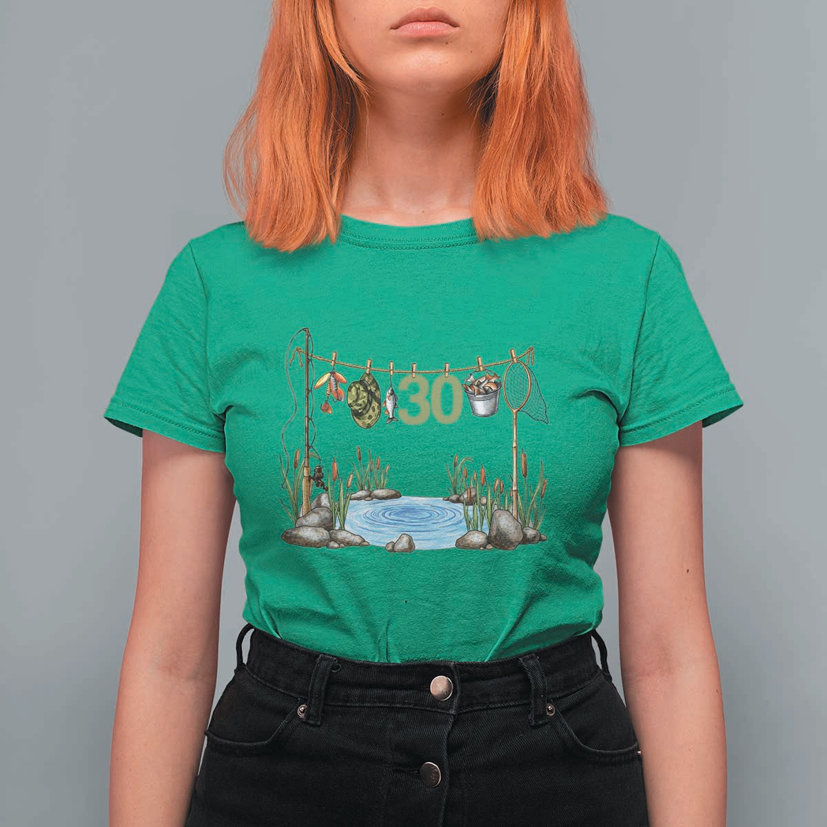 30th Birthday Fishing T Shirt For Women Fisherman Birthday Party Gift