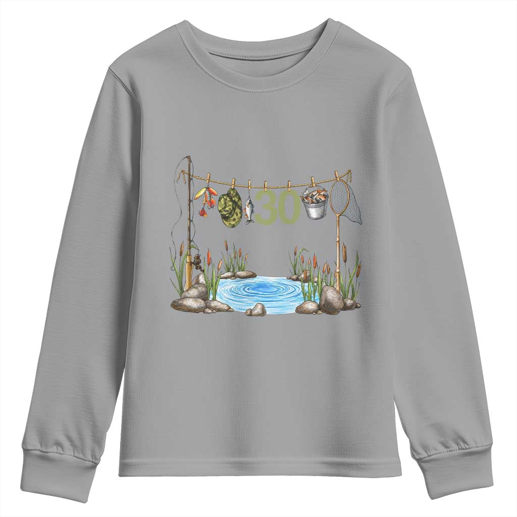 30th Birthday Fishing Youth Sweatshirt Fisherman Birthday Party Gift