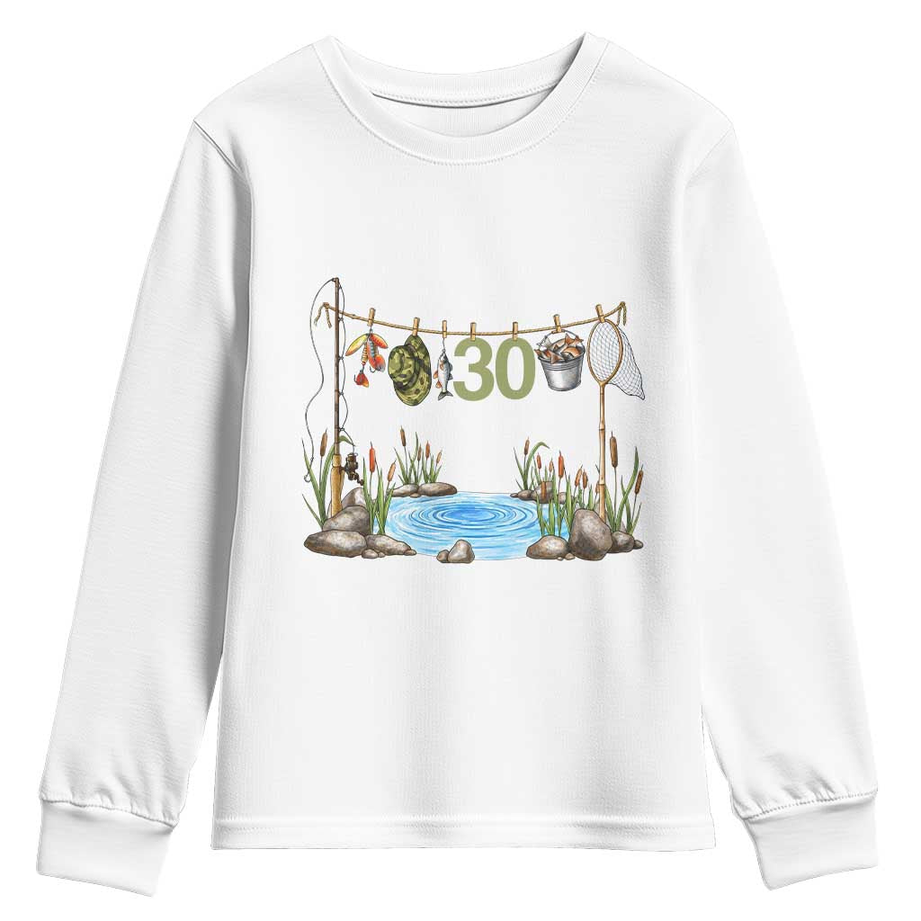 30th Birthday Fishing Youth Sweatshirt Fisherman Birthday Party Gift