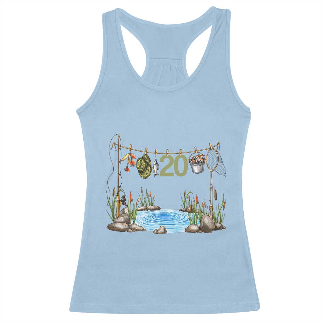 20th Birthday Fishing Racerback Tank Top Fisherman Birthday Party Gift